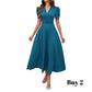 👗 Elegáns Puffos Ujjú Ruha – V-nyak, Magas Derék, Homokóra Sziluett ✨
