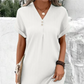 Egyszerű, egyszínű, V-nyakú, rövid ujjú ruha nőknek