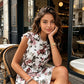 Women's Floral Ruffle Sleeve Chiffon Dress
