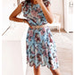 Women's Floral Ruffle Sleeve Chiffon Dress