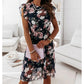 Women's Floral Ruffle Sleeve Chiffon Dress