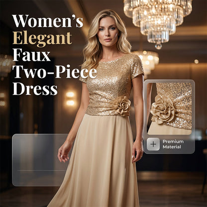 Elegancka damska sukienka z imitacji skóry, dwuczęściowa