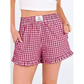 Damskie szorty w kratkę w stylu gingham z falbaną
