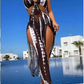 🏖️ Nyomott hálós blúz, 3 részes bikini 👙