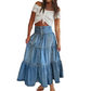 👗 Farmer maxi szoknya – Magas derekú, többszintes, A-vonalú, elölt gombos ✨