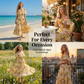 👗 Letnia sukienka maxi w kwiaty z odkrytymi ramionami i falbanami – elegancka, zwiewna i idealna na słoneczne dni 🌸☀️