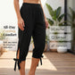 👖Women's Elastic Waist Capri Pants – Breathable, Stretchy, Side Tie Detail 🌿