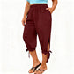 👖Women's Elastic Waist Capri Pants – Breathable, Stretchy, Side Tie Detail 🌿