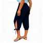 👖Women's Elastic Waist Capri Pants – Breathable, Stretchy, Side Tie Detail 🌿