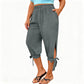 👖Women's Elastic Waist Capri Pants – Breathable, Stretchy, Side Tie Detail 🌿