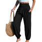Damskie spodnie haremowe z marszczonym pasem