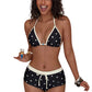 👙Zestaw bikini w groszki z wiązaniem na szyi – styl retro, elastyczny, szorty typu boy-shorts 🌊