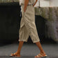 Damowe spodnie capri w stylu casualowym z guzikami po bokach