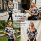 Tricou pentru femei, cu imprimeu tie-dye, șiret și decolteu în V