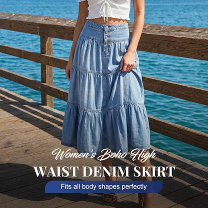 👗 Farmer maxi szoknya – Magas derekú, többszintes, A-vonalú, elölt gombos ✨
