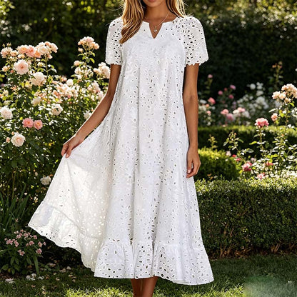 👗Elegancka damska sukienka z krótkim rękawem i dekoltem w serek💖