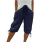 👖🌬️ Swobodne spodnie capri z sznurkiem i kieszeniami