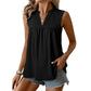 👚Top w groszki bez rękawów – koronkowy dekolt w szpic, marszczony, krój babydoll 🌼