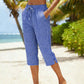Letnie damskie spodnie capri w kratę