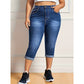 👖 Damskie elastyczne spodnie capri z wysokim stanem