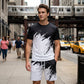 Férfi nyári dinamikus mintás hétköznapi szett – 3D ecsetvonás, puha anyag, ergonomikus illeszkedés ✨