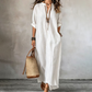 👗✨ Női Csíkos V-nyakú Maxiruha – Klasszikus Elegancia & Kényelmes Viselet Minden Alkalomra