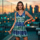Női ujjatlan V-nyakú tie-dye ruha