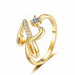 Állítható csillogó kezdőbetűs gyűrű nőknek
