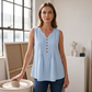 Női ujjatlan V-nyakú redőzött tank top