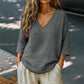 🌺Summer Hot Sale 60% OFF💐Women's Casual V-Neck Three Quarter Sleeve Blouse