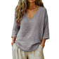 🌺Summer Hot Sale 60% OFF💐Women's Casual V-Neck Three Quarter Sleeve Blouse