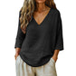 🌺Summer Hot Sale 60% OFF💐Women's Casual V-Neck Three Quarter Sleeve Blouse