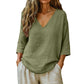 🌺Summer Hot Sale 60% OFF💐Women's Casual V-Neck Three Quarter Sleeve Blouse