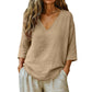 🌺Summer Hot Sale 60% OFF💐Women's Casual V-Neck Three Quarter Sleeve Blouse