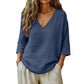 🌺Summer Hot Sale 60% OFF💐Women's Casual V-Neck Three Quarter Sleeve Blouse