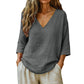 🌺Summer Hot Sale 60% OFF💐Women's Casual V-Neck Three Quarter Sleeve Blouse