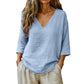 🌺Summer Hot Sale 60% OFF💐Women's Casual V-Neck Three Quarter Sleeve Blouse