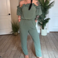 Off-Shoulder fodros dizájn jumpsuit