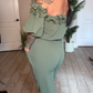Off-Shoulder fodros dizájn jumpsuit