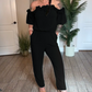Off-Shoulder fodros dizájn jumpsuit