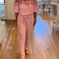 Off-Shoulder fodros dizájn jumpsuit