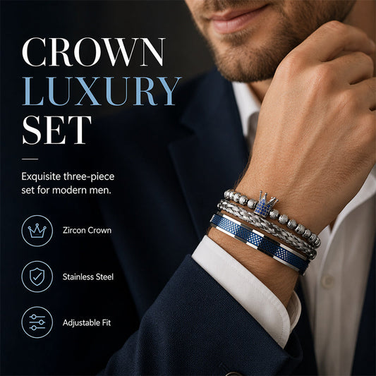 💎3-teiliges Herren-Armband-Set mit Krone-Design – luxuriöser Look, langlebig & vielseitig für den Alltag 👑