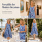 Women's Casual Printed Sleeveless Crew-Neck Dress