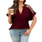 Női Plus Size Áttetsző Hálós V-nyakú Blúz