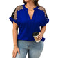 Női Plus Size Áttetsző Hálós V-nyakú Blúz