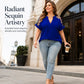 Női Plus Size Áttetsző Hálós V-nyakú Blúz