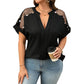Női Plus Size Áttetsző Hálós V-nyakú Blúz