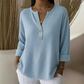 👚Top Pick - V-nyakú Henley felső gofrimintával – Légáteresztő anyag és sokoldalú egyszínű árnyalatok 🌿