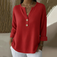 👚Top Pick - V-nyakú Henley felső gofrimintával – Légáteresztő anyag és sokoldalú egyszínű árnyalatok 🌿