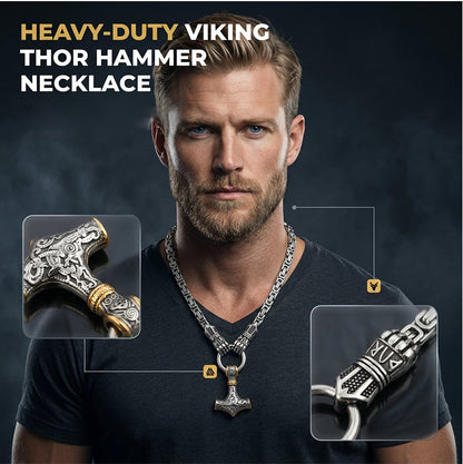 Viking Thor Kalapács Nyaklánc Rozsdamentes Acél Bizánci Lánc